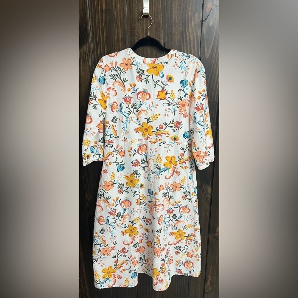 Floral Peasant Shirt Dress Size M - Picture 4 of 10